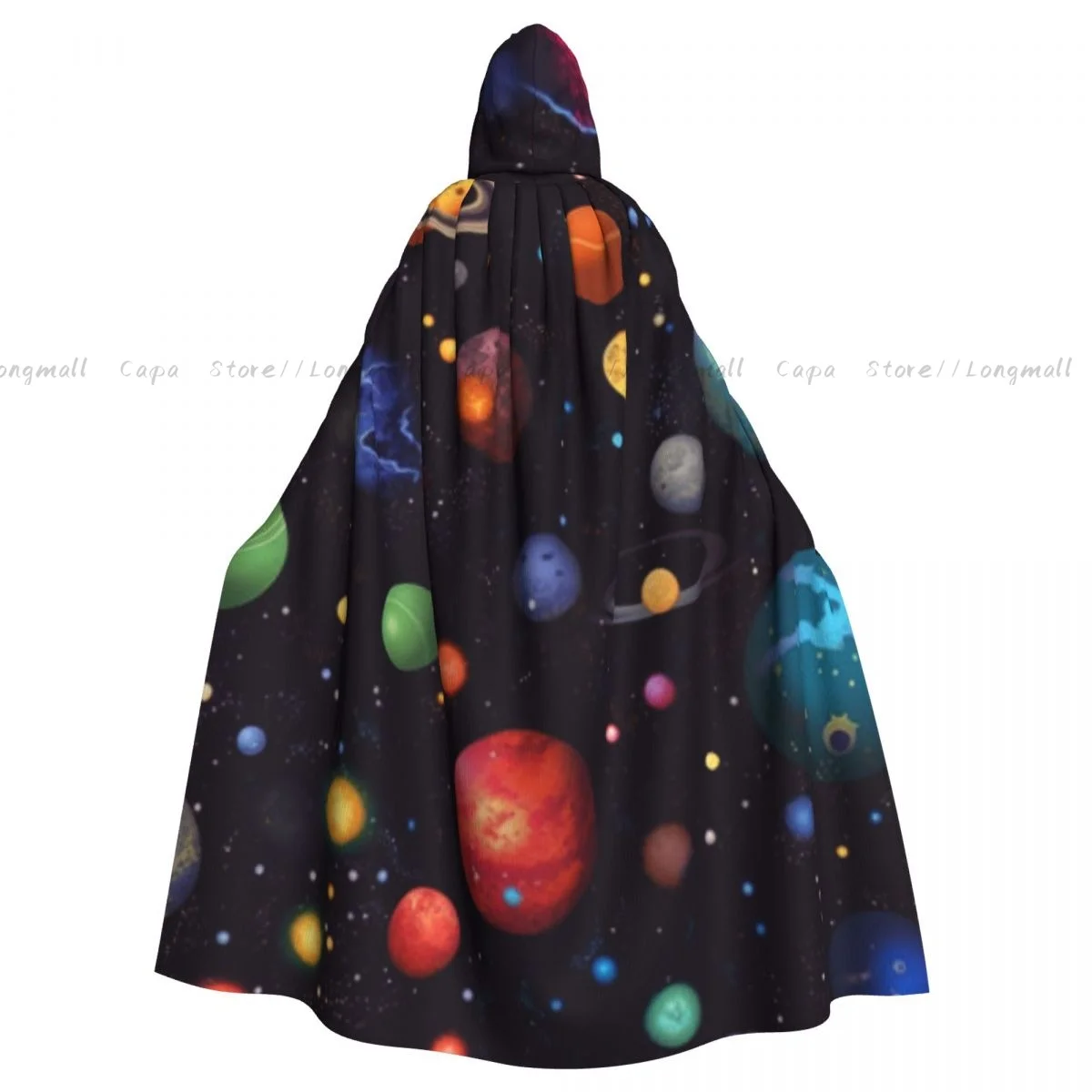 Planets Stars And Galaxies Cloak Hooded Cosplay Costume Halloween Adult Long Party Cape