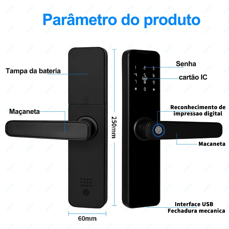 Imagem -02 - Português Biométrico de Impressão Digital Fechadura da Porta k7 Pro+ Preto Bloqueio Inteligente Tuya App Remoto Desbloquear Keyless Fechadura da Porta Eletrônica