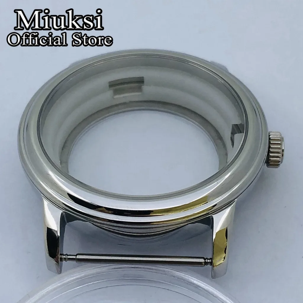 Miuksi 40mm silver watch case sapphire glass fit NH35 NH36 NH34 ETA2824 2836 Miyota 8205 8215 821A Mingzhu DG2813 3804 movement