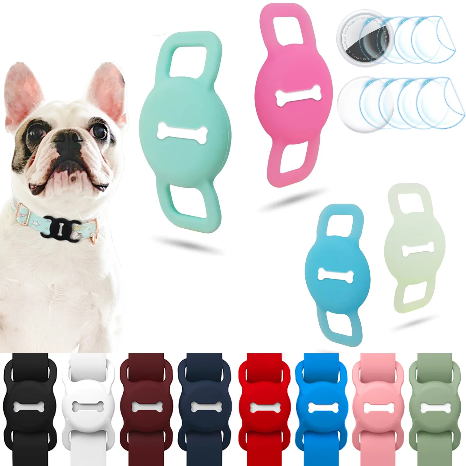 Airtag Dog Collar Holder: Silicone Air Tag Holder for Pet Dogs Cats Collar, Sturdy Dog Tracker Protective Case,Pet Accessories