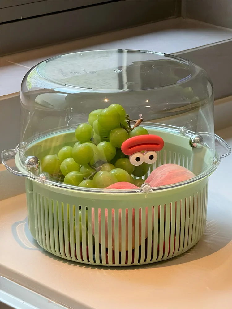 

Корзина для фруктов и овощей без капель, двухъярусная, пластиковая, с нескользящей ручкой, для кухни и гостиной