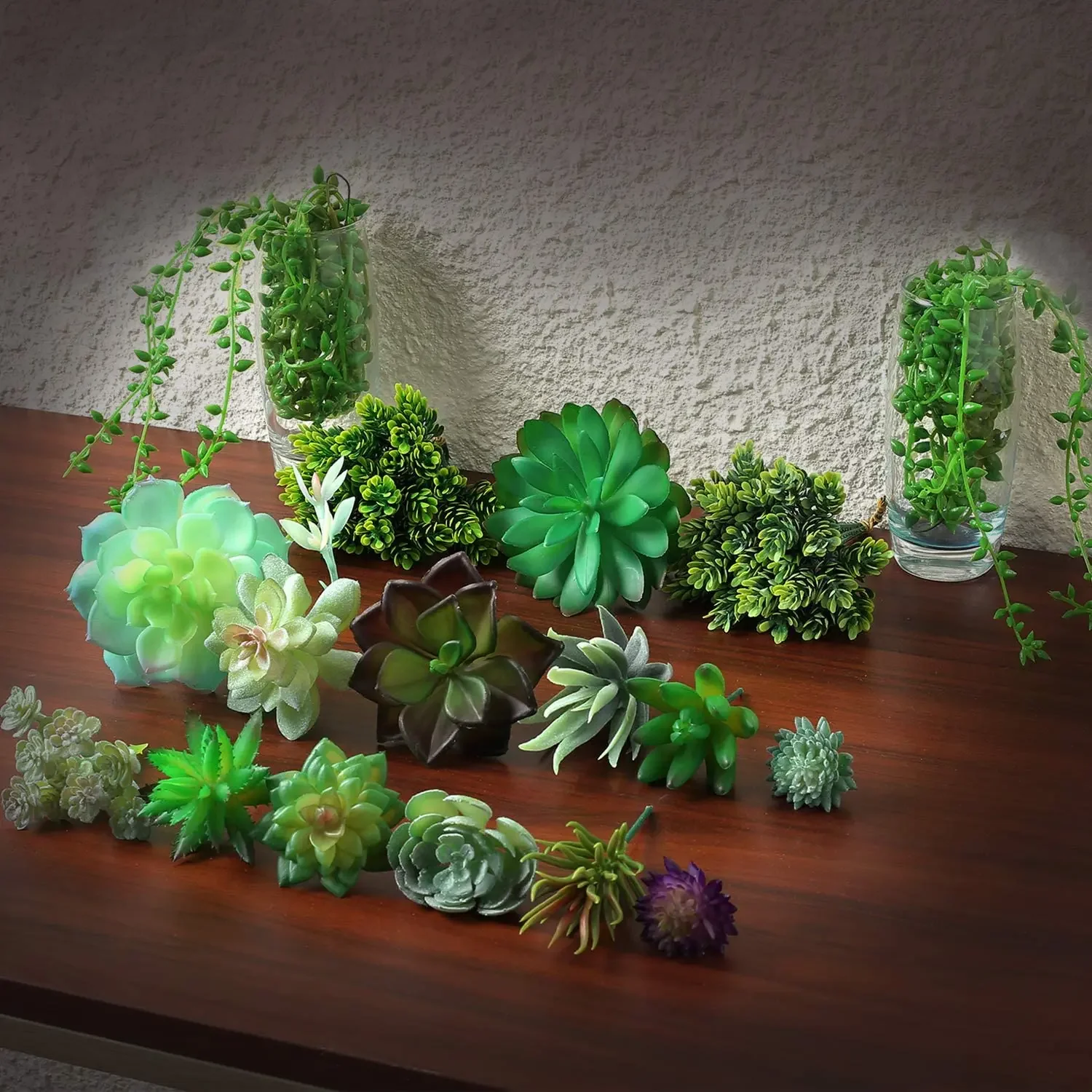 Artificial Succulent Plants, Fake Decorations Fake Succulents, Large Quantity and Long Length Succulent Pack of 17