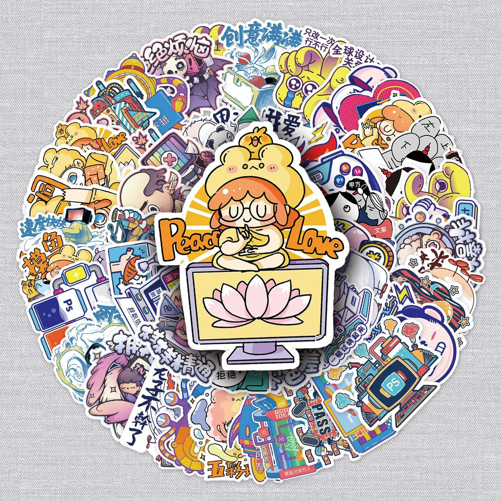 

wholesale Sticker factory 53 Internet celebrity fun emoji phrase scooter mobile phone laptop waterproof