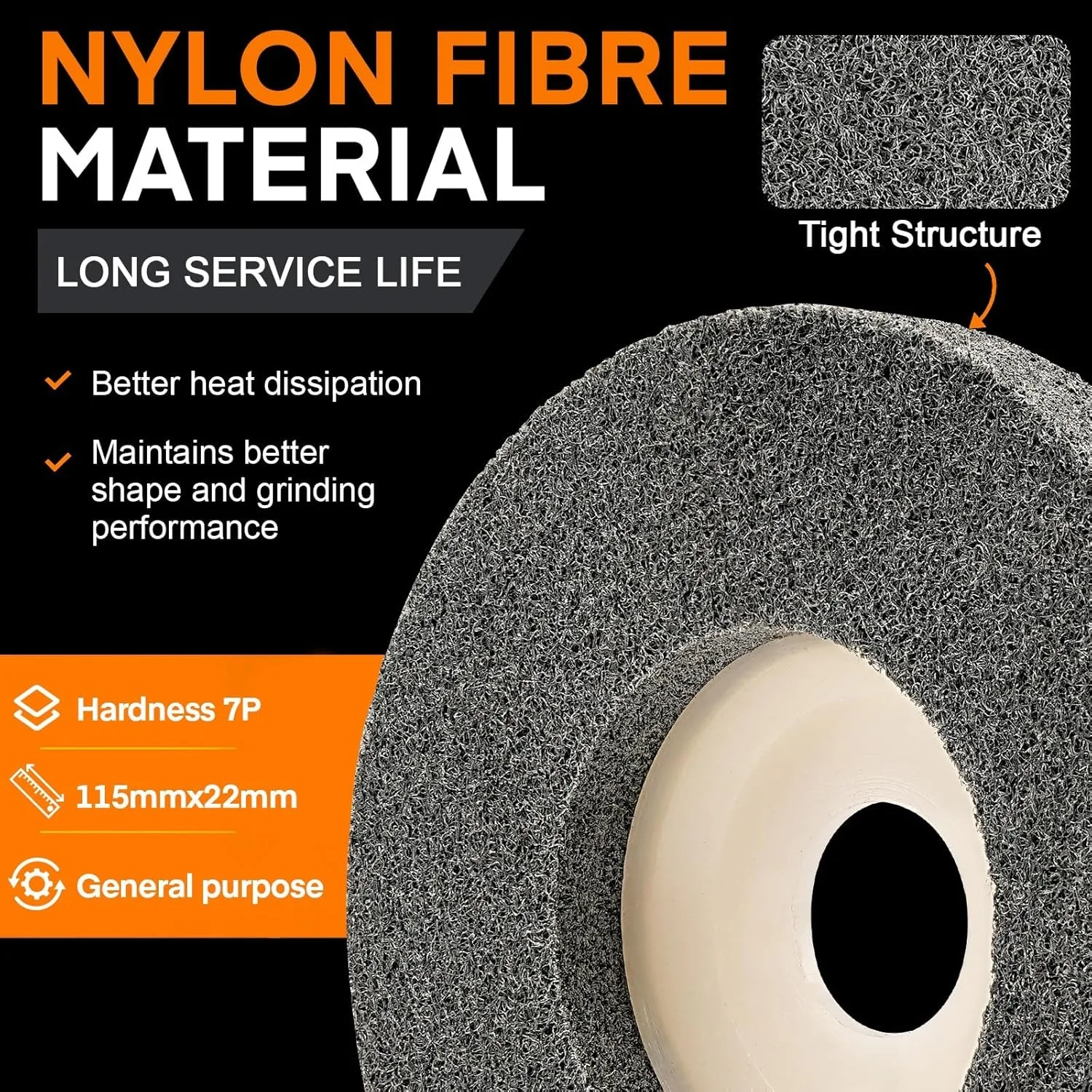 Roue de polissage en Fiber de Nylon 115mm 125mm, disque de ponçage abrasif pour meuleuse d'angle, métal, travail du bois, nettoyage du verre, outil abrasif