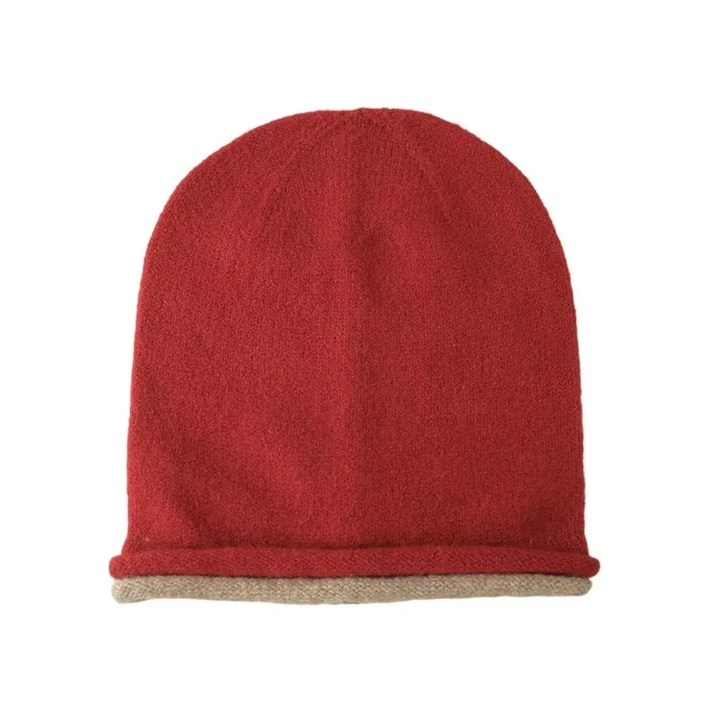 Comfortable Elastic Knitted Stacked Hat Streetwear Hip-hop Ear Protection Cold Hat All-match Double-sided Pullover Cap Gifts