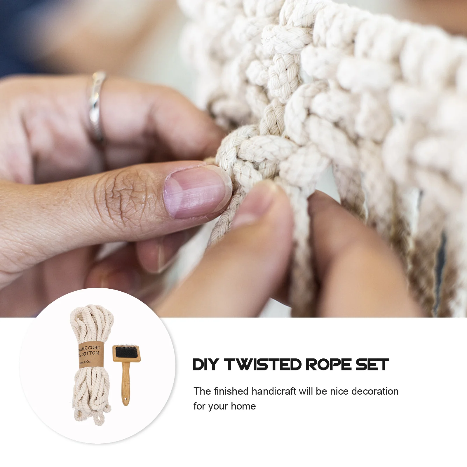 

Handmade Cotton Cord Natural Macrame Crochet Rope Tassel Brush Strong DIY Wall Hanging Tapestry Cord Macrame Craft Rope