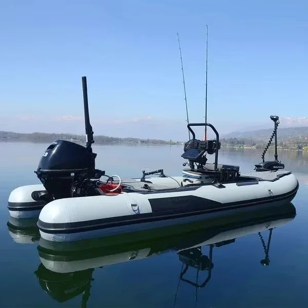 4m Inflatable Rubber Kayak, Durable Air Floor Inflatable Boat for Outdoor Fishing & Water Activities