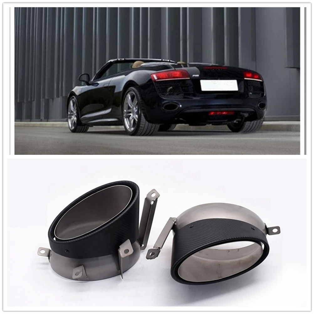 For Audi R8 2010-2012 Carbon Fiber Exhaust Tip Muffler End Pipes Tailpipes Replacement Car Rear Air Vent Outlet Duct Kit