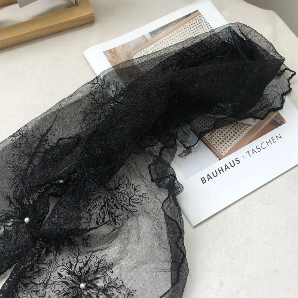 

Versatile Retro Lace Scarf Elegant 130×30cm Embroidered Scarf Embroidered Flower Literary Style Shawl for Women