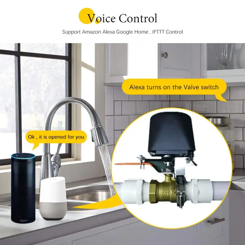 Controlador inteligente de apagado de Gas, válvula de agua con WiFi Tuya, manipulador de automatización de agua/Gas, funciona con Alexa, Google Home Homekit