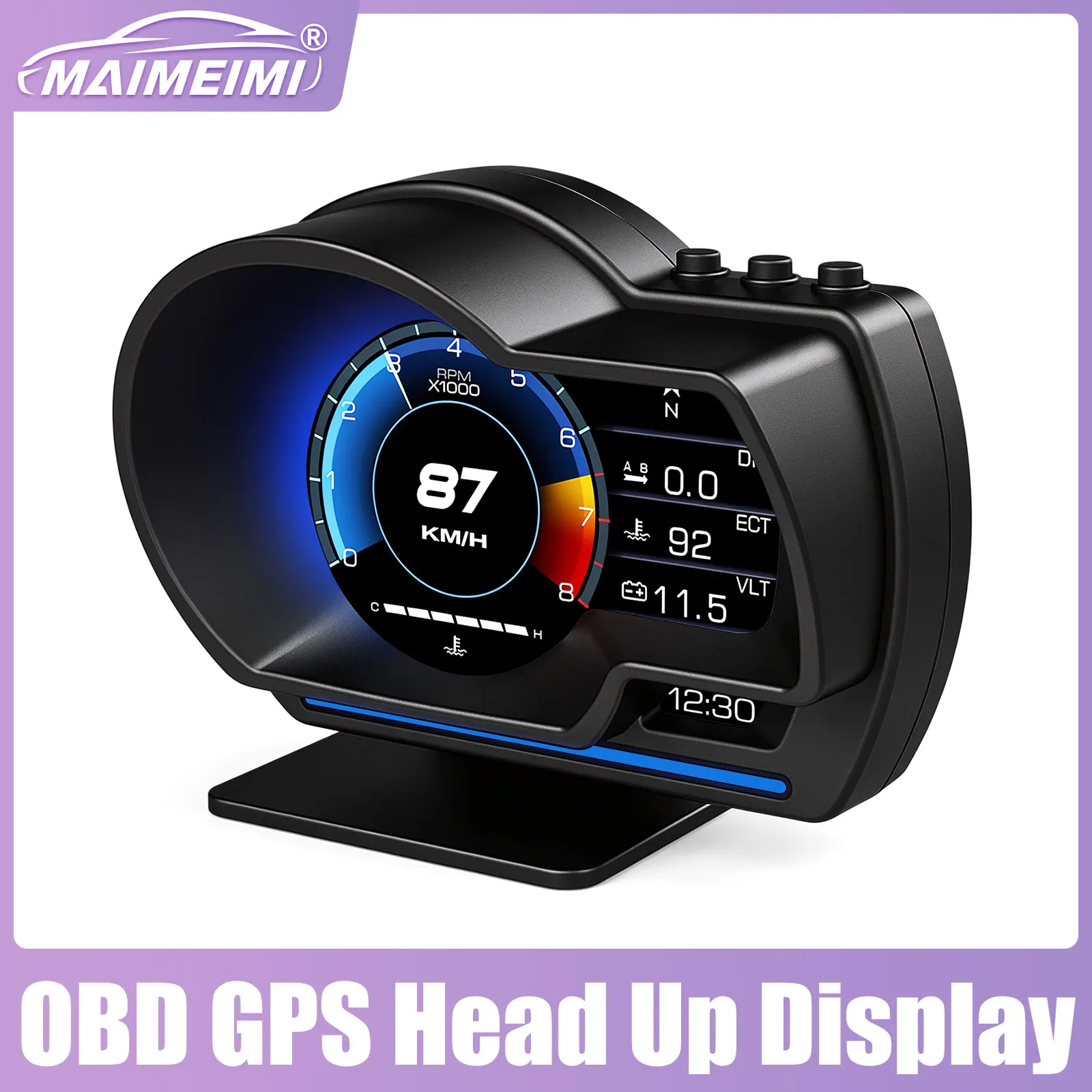 P6 OBD GPS Head Up Display Smart Turbo Gauge Car OBD2 HUD Digital Speedometer RPM Volt Meter for Car Truck With Warning Alarm