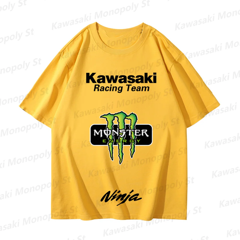 New Men Kawasaki Motorcycle Summer Cycling Suit T-Shirt Team Racing Suit Heavy Locomotive Boy O-Neck T-Shirt KID/Adult Cotton To