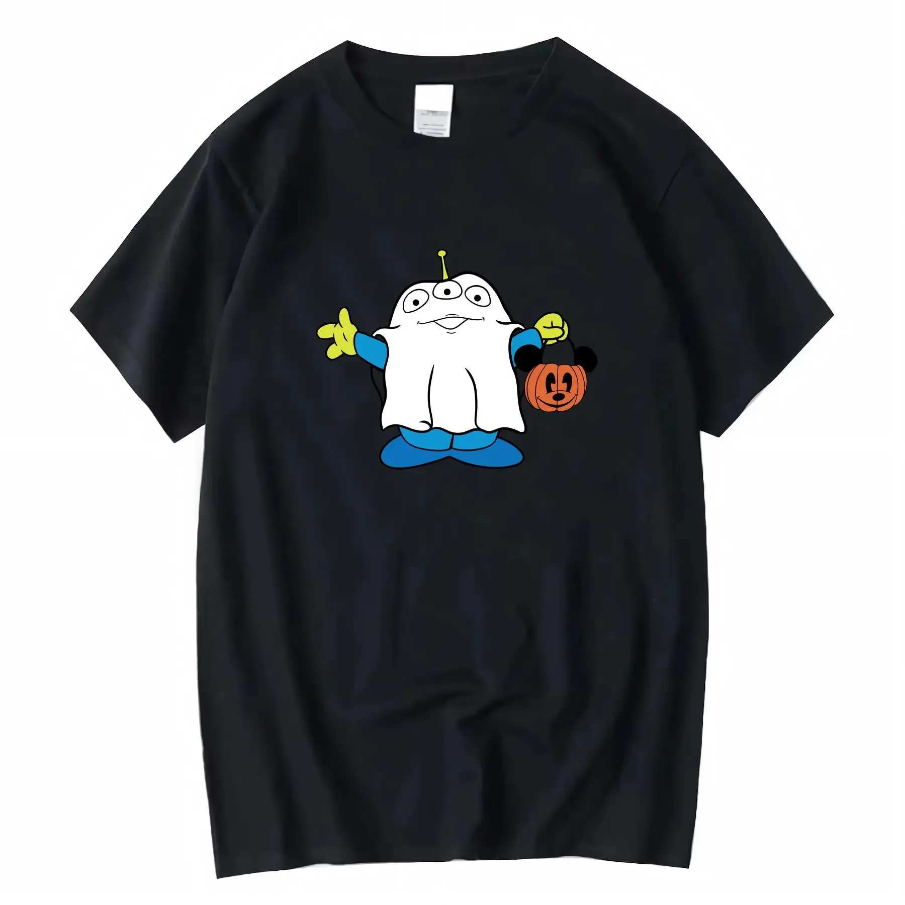 

Футболка Disney Halloween Ghost Pumpkin Alien для семейной вечеринки, винтажный потертый растянутый модный топ унисекс для повседневной носки
