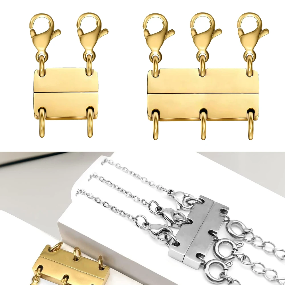 

2pcs Multiple Strands Layered Necklace Clasps Magnetic For DIY Bracelet Chain Extender Making Crafts Jewelry Connector Fasteners