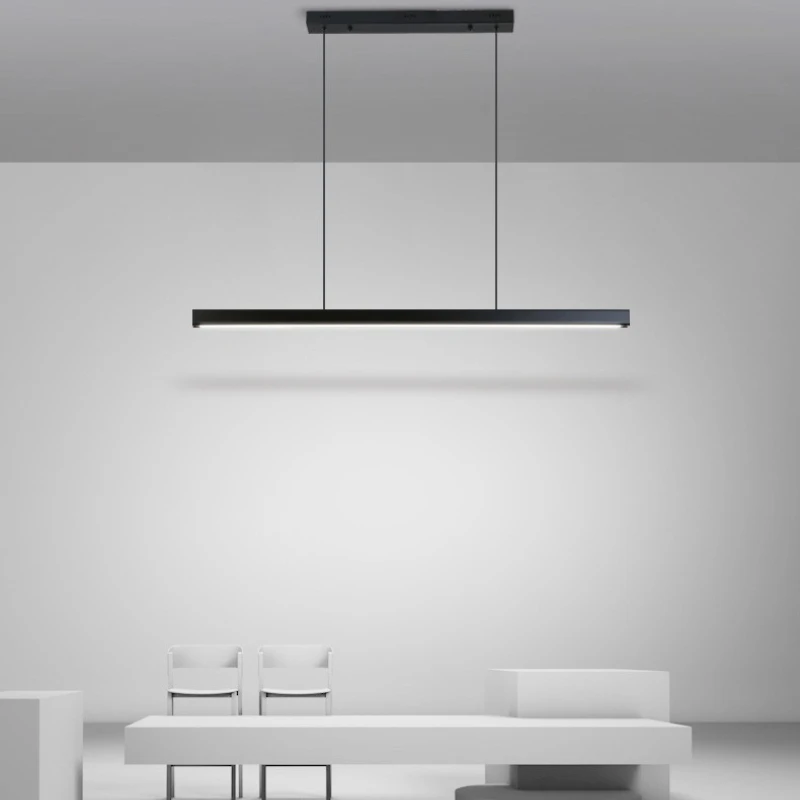 

Nordic Modern Minimalist Long Linear Pendant Light LED Acrylic Aluminum Ultra-Slim Hanging Lamp for Bar Office Restaurant