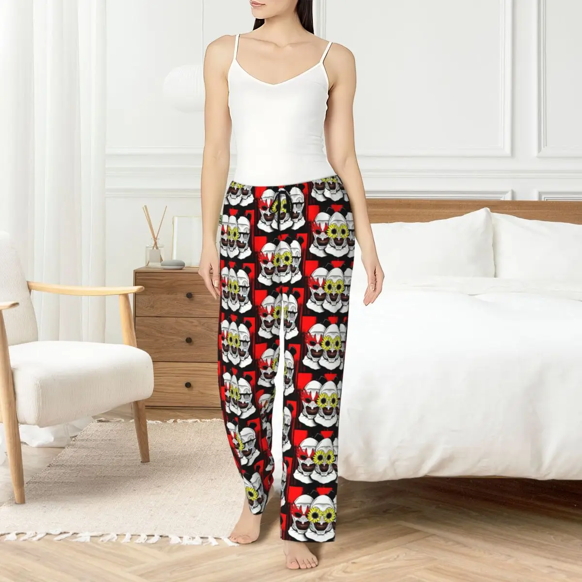

Пижамные штаны из фильма ужасов для женщин с принтом T-Ter Xops для женщин, одежда для сна с карманами