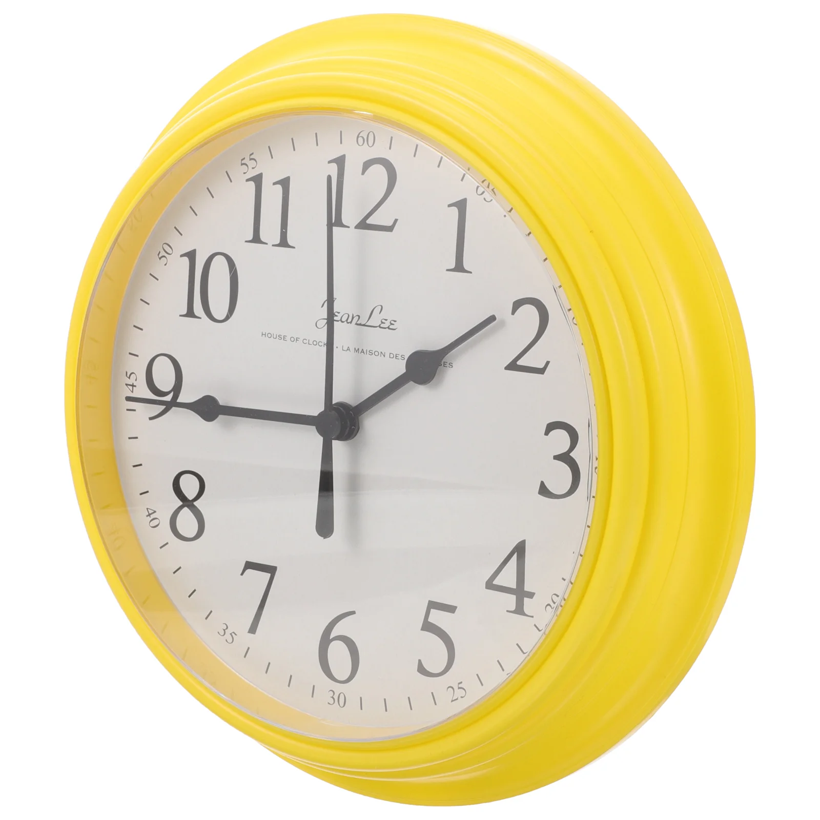 Clock Wall 9 Inch Office Vintage Decor Clocks Retro Plastic Yellow Operated