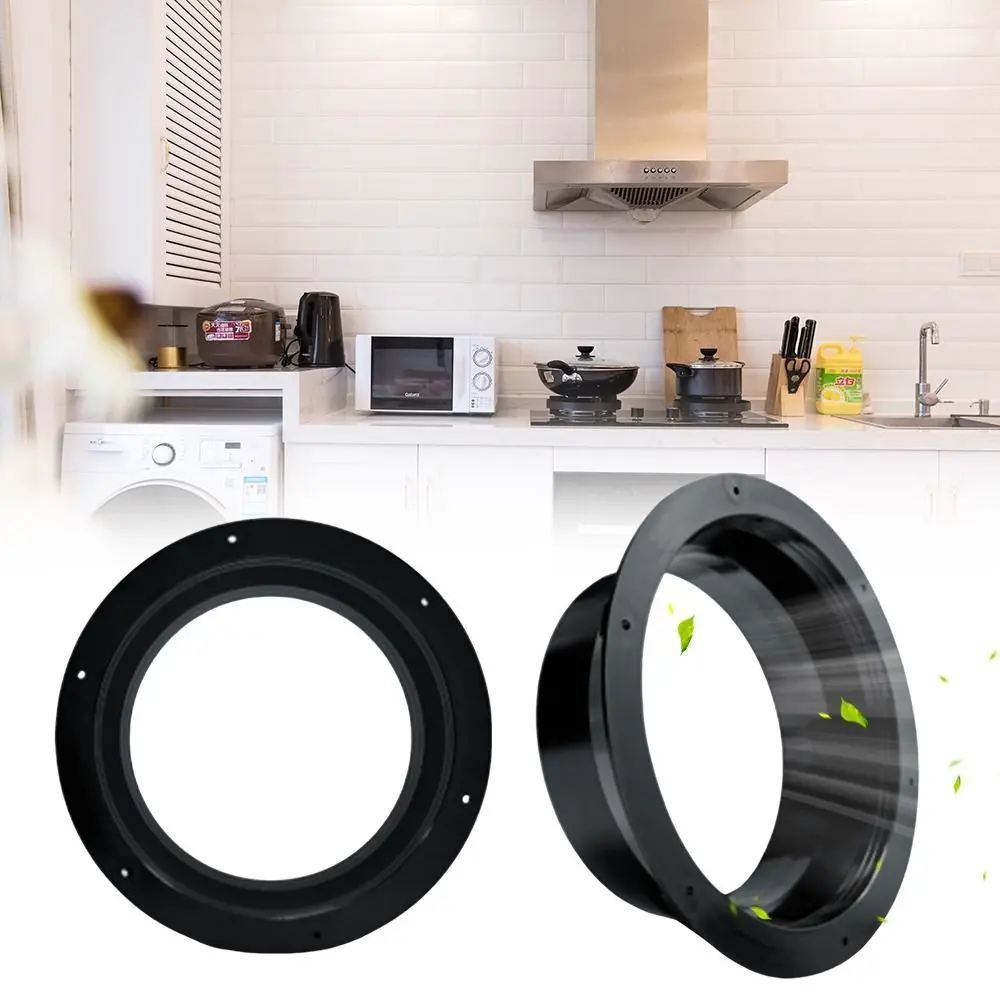 ABS Exhaust Duct Connector Flange Black Round Pipe Air Vent Connector 50-160mm Air Ventilation Hose Connector