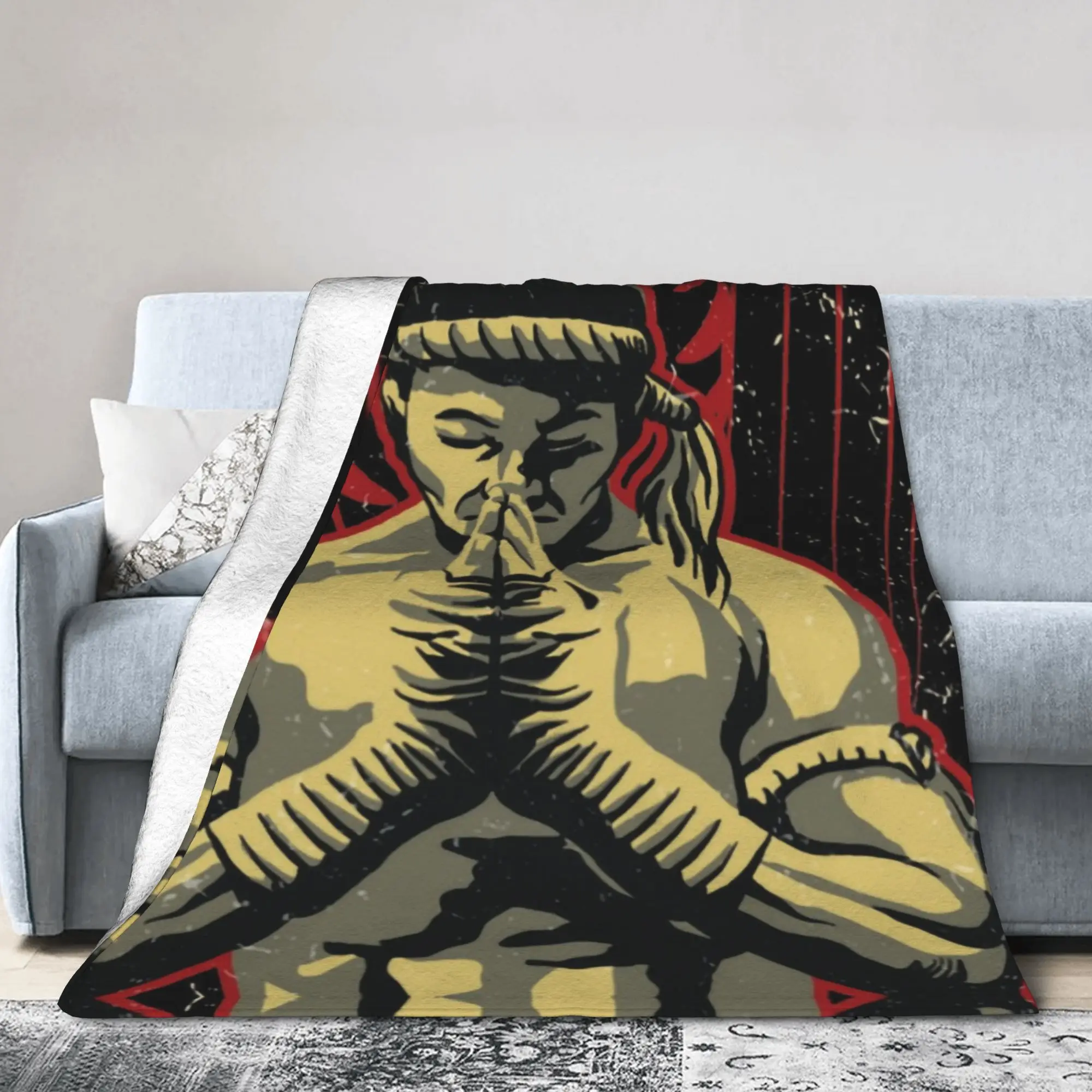 Custom Muay Thai Tiger Blanket Soft Fleece Spring Warm Flannel Fighter Thailand Boxing  for Sofa Outdoor Bedroom Bedspread