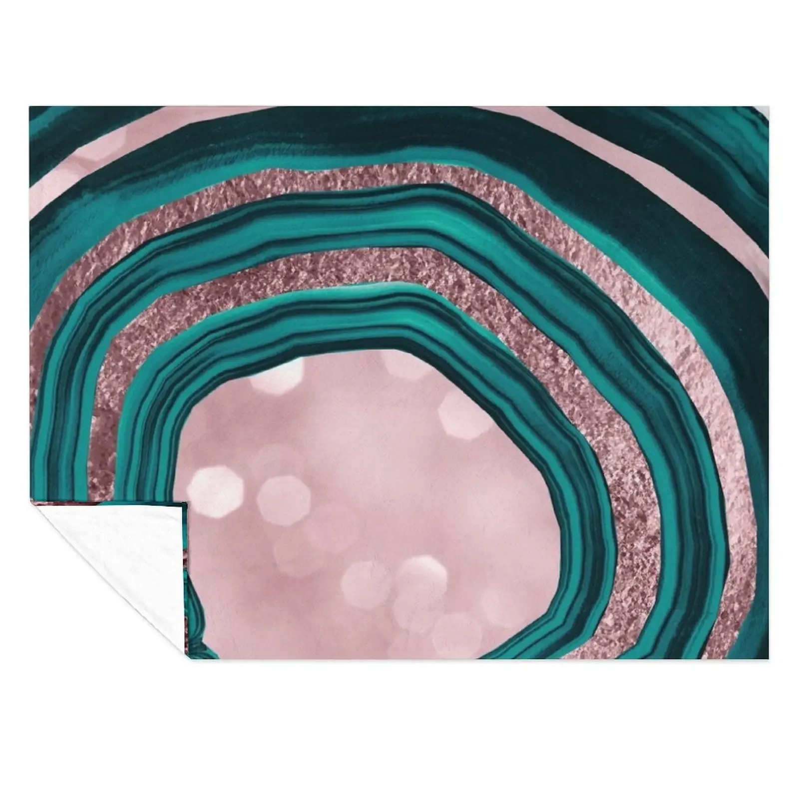 

Agate Teal Rose Gold Blush #1 #abstract #shiny #decor #art Throw Blanket Warm Hair Beach Thermals For Travel Blankets