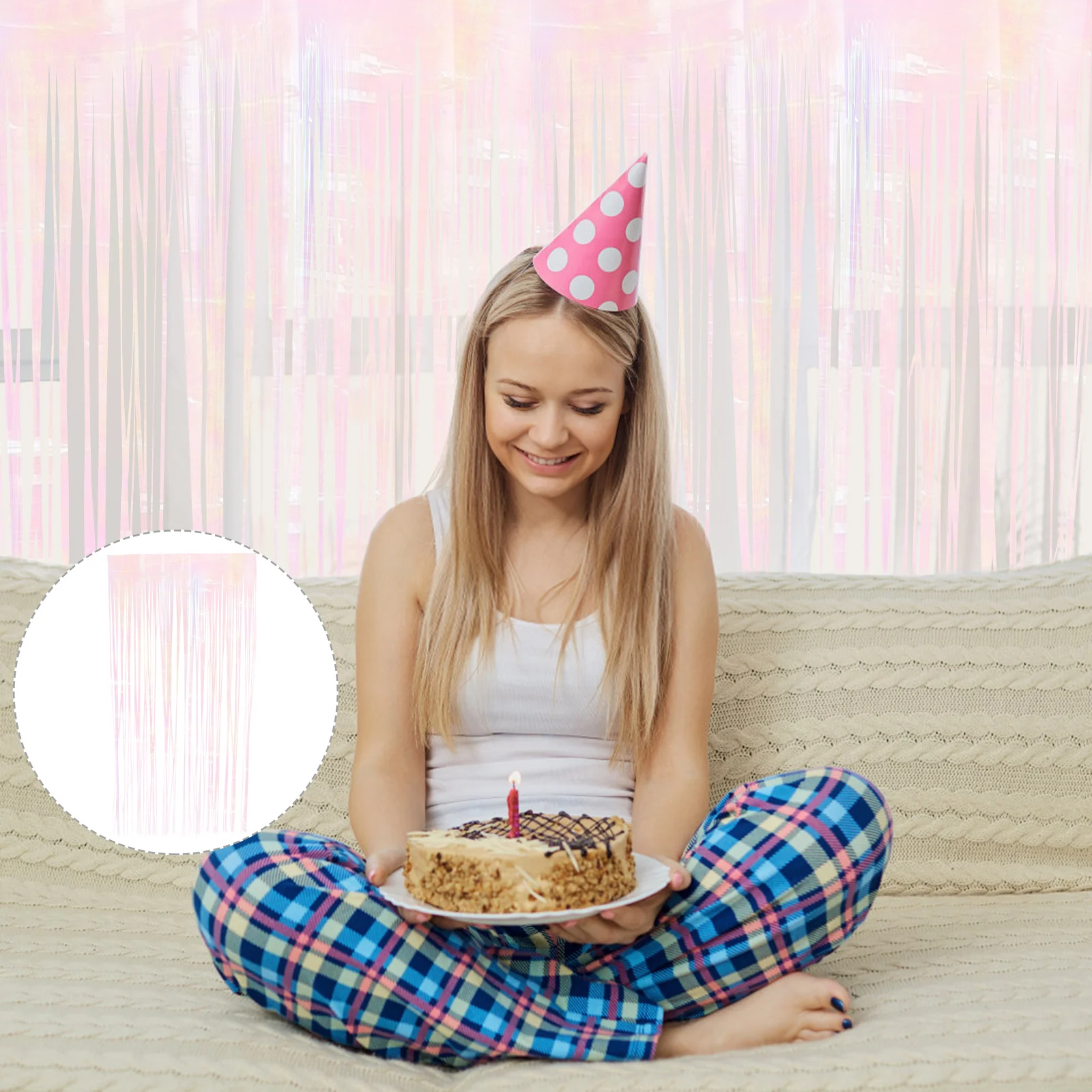 

Tassels Party Decoration Curtain Streamers Backdrop Photo Metallic Transparent Colorful Fringe Curtains For Coffee