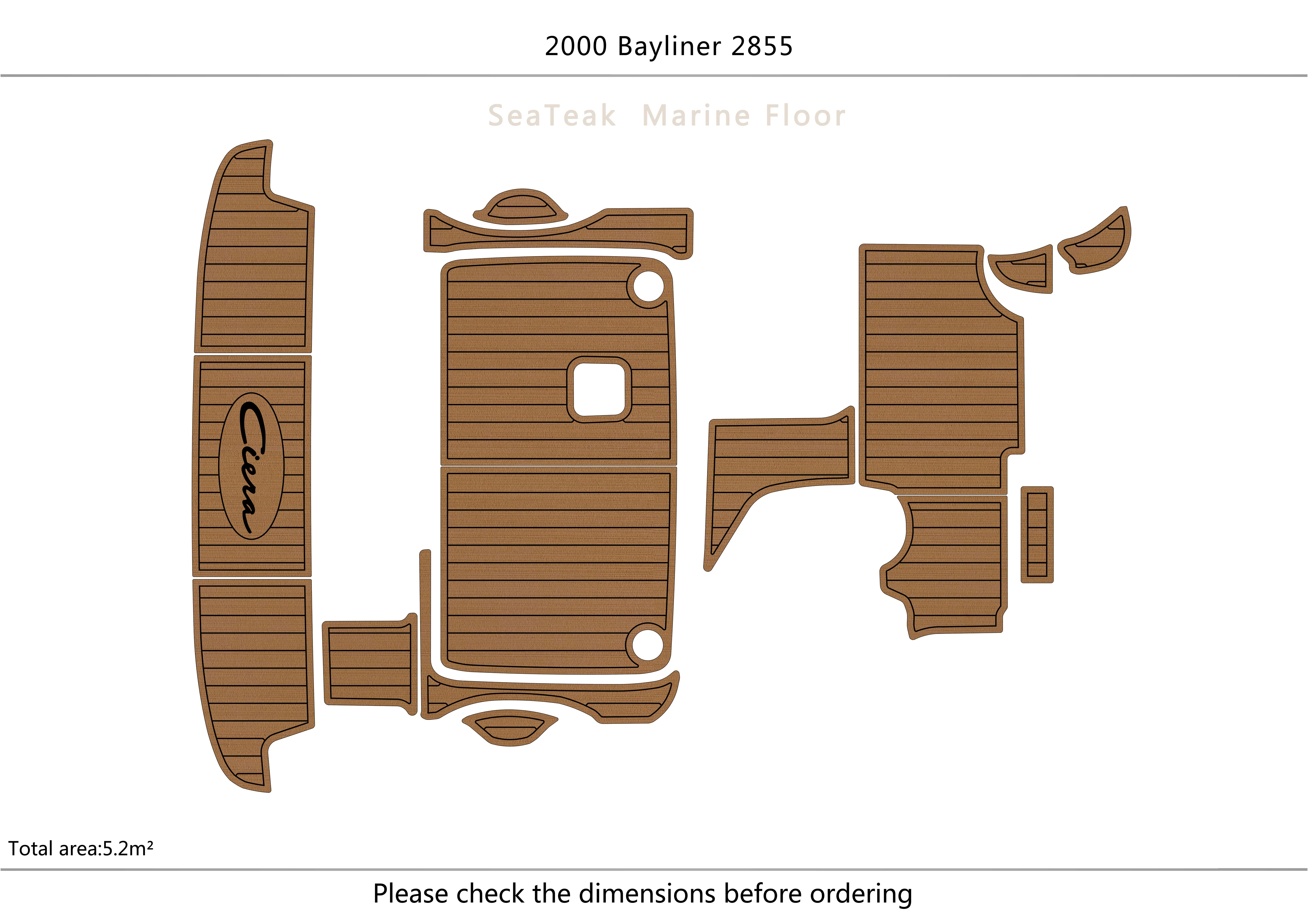 

2000 BAYLINER 2855 Cockpit swimming platform 6mm EVA TEAK FLOOR Non-slip mat