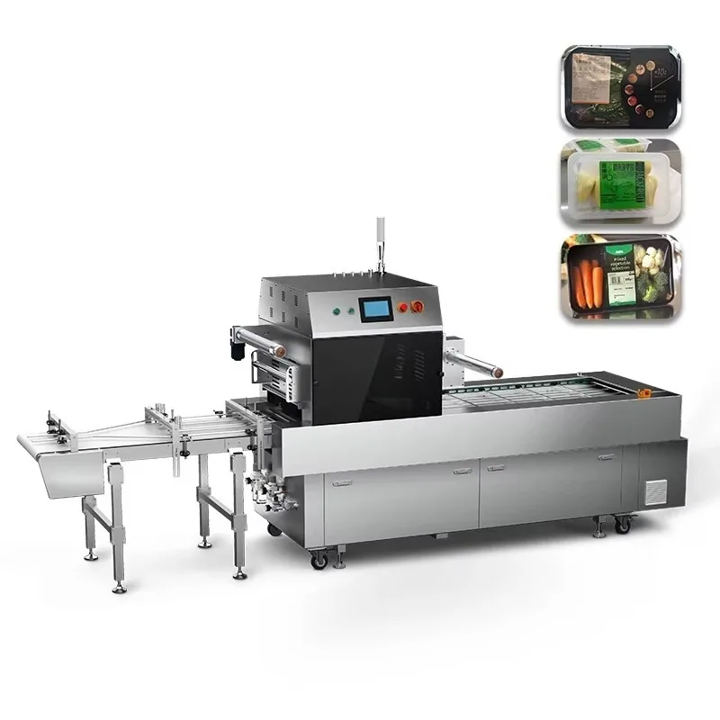 Continuous Food Meat Tray Sealer Automatic for Modified Atmosphere Packing Machine High Capacity Custom