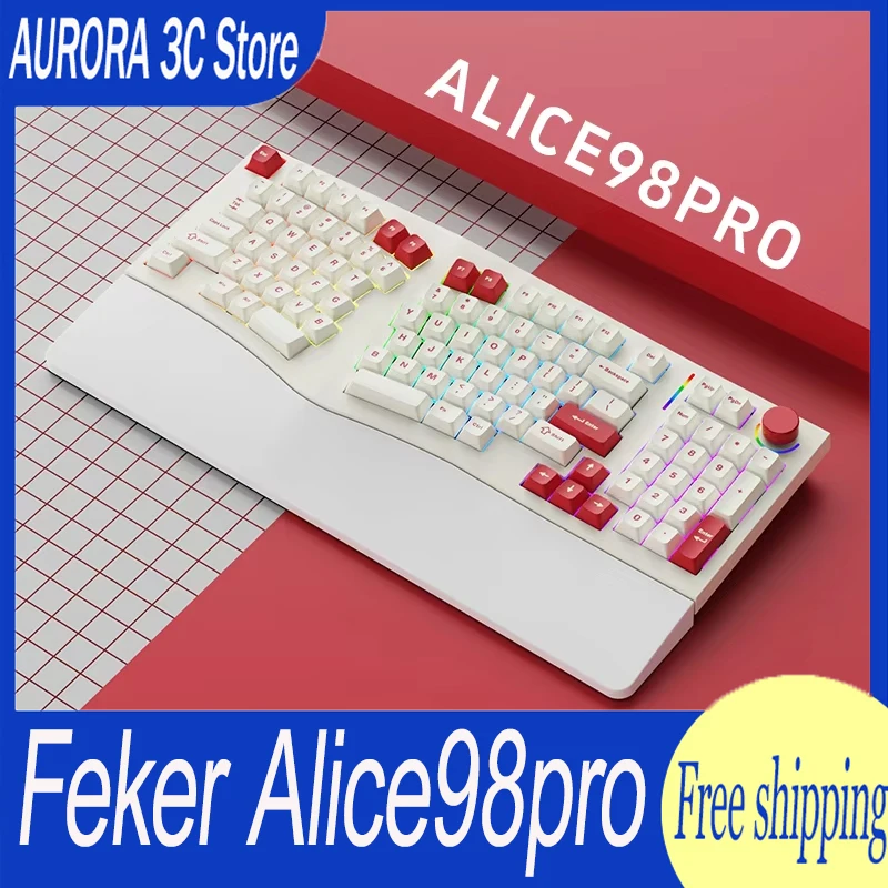 Feker Alice98pro Keyboard Rgb Wired/Wireless Hot-Swap Custom Ergonomics Gaming Mechanical Keyboards Support VIA QMK Desktop PC