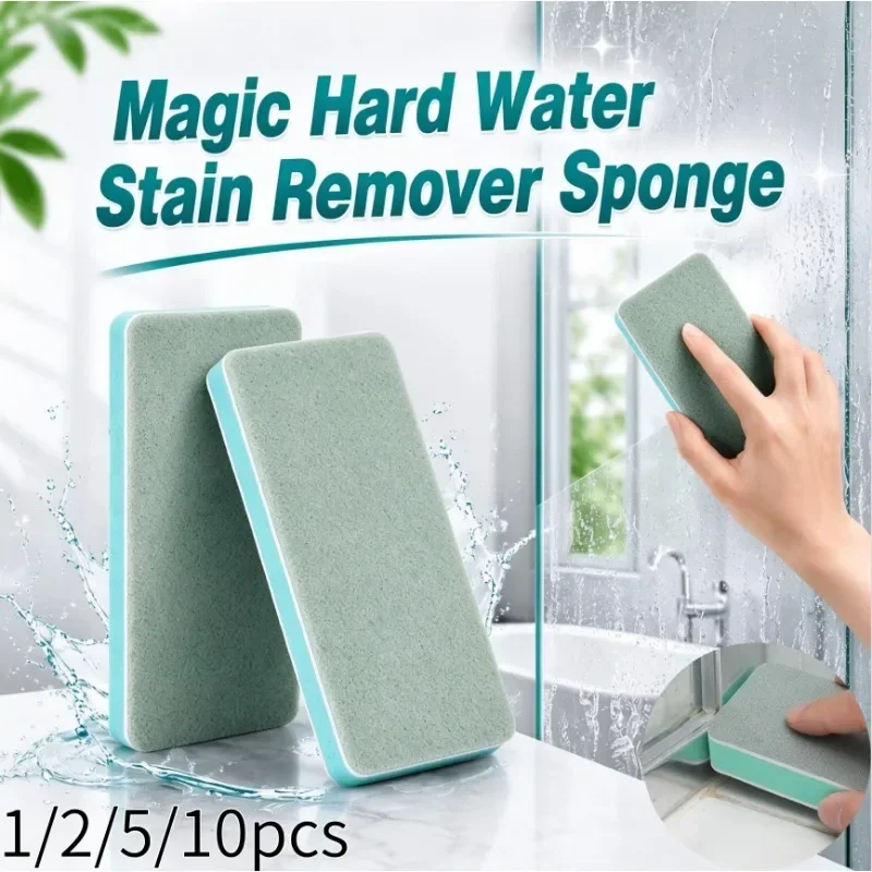 1-10pcs Double-Sided Magic Eraser Sponge Grit Sanding Block Glass Scale Remover Cleaning Brush for Mirror Tile Hard Water Stain