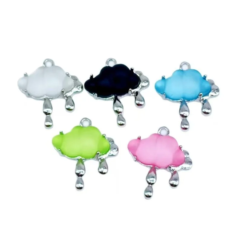 

27*24mm 40pcs/lot resin frosted diamond alloy inlaid resin cloud small pendant diy handmade jewelry earrings necklace