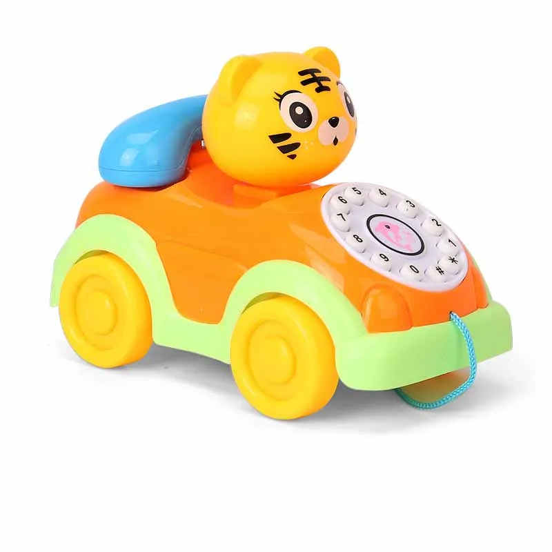 Jouet de voiture de téléphone de ficelle de nervure de dessin animé pour des enfants, jouet amusant, musique légère, apprentissage précoce, jouets de puzzle, petit animal mignon, tout-petit, bébé, nouveau