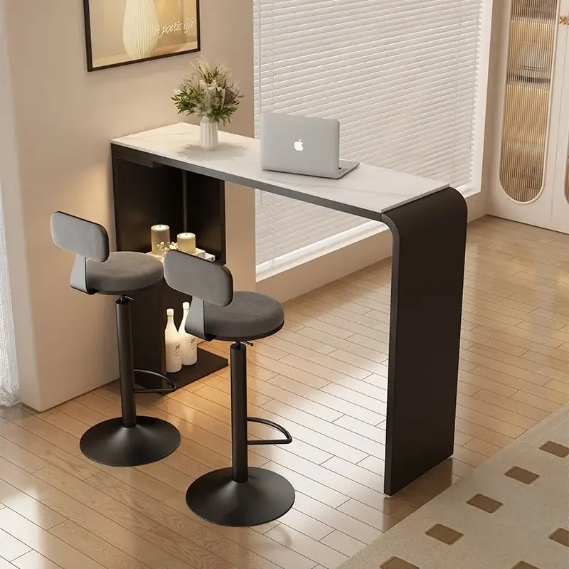 Simple bar table rock slab tall long table living room sofa balcony partition bar table and chair combination