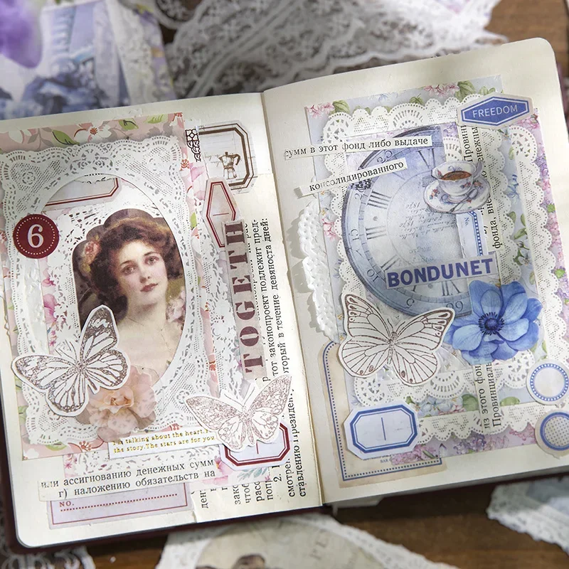 

50 штук горов и морей, скрытые глубокие цветы, детские границы, кружевные рукописные классические животные, 6 видов липких заметок