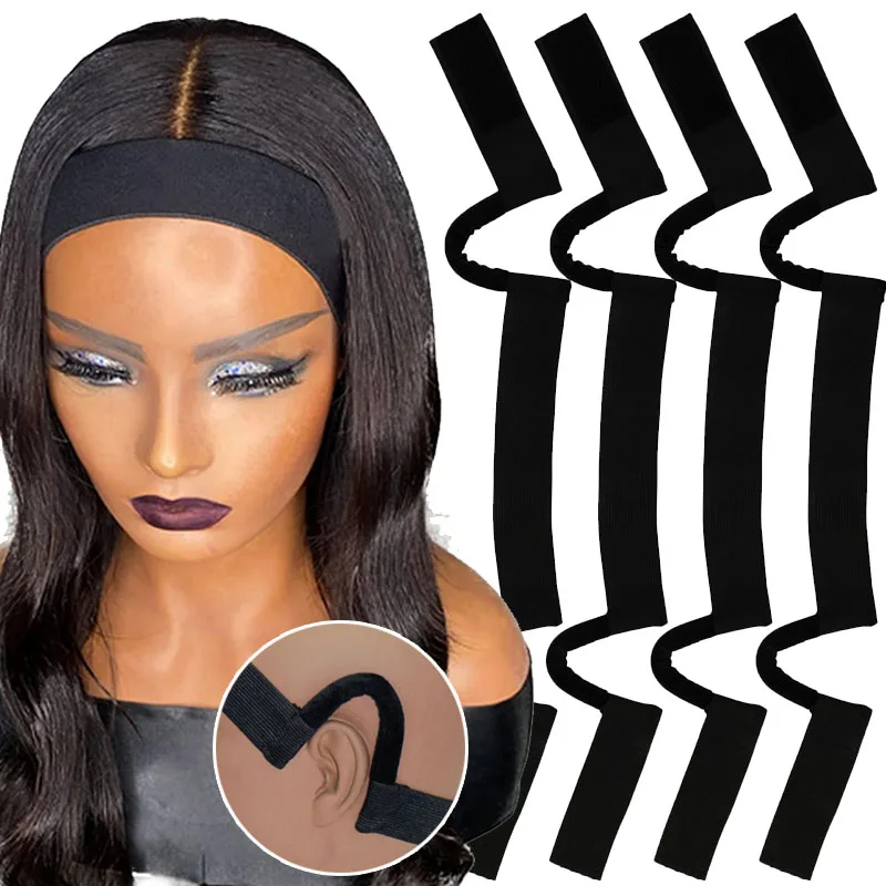 

Кружевные ленты для парика, вешалка для ушей, черная профессиональная кружевная плавящаяся лента для укладки краев волос, регулируемая кружевная лента для парика