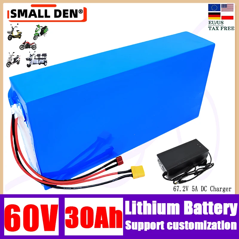 

60v 30ah 16s6p 21700 lithium battery pack 1000-2500W high-power electric vehicle scooter motorcycle tricycle + 67.2v 5A charger