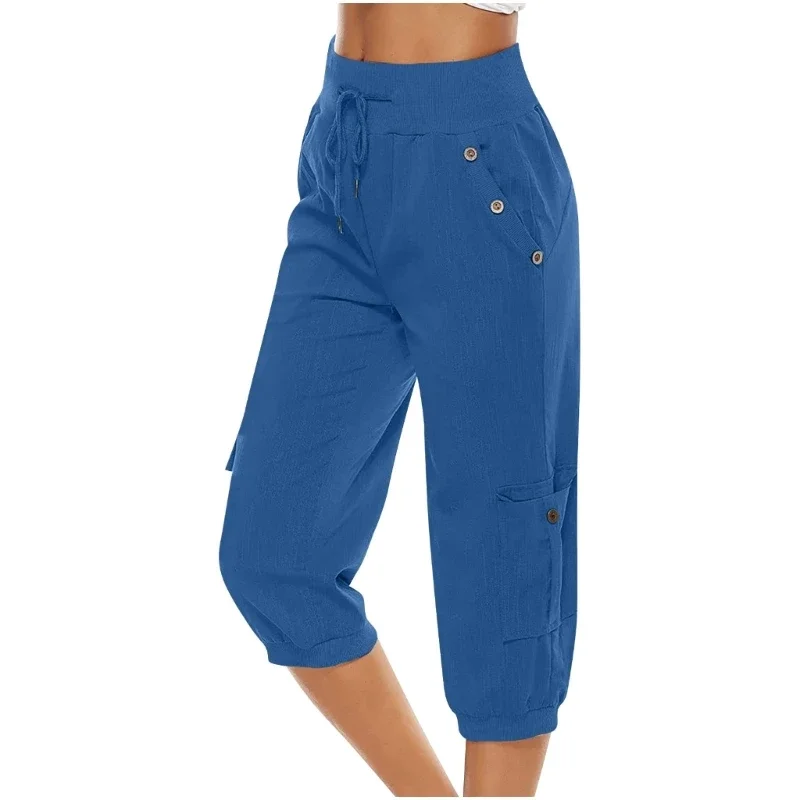 Casual and Comfortable 3/4 Trousers with Elastic Waist Summer Casual Yoga Capris Crop Pants Perfect for Summer Y1QD