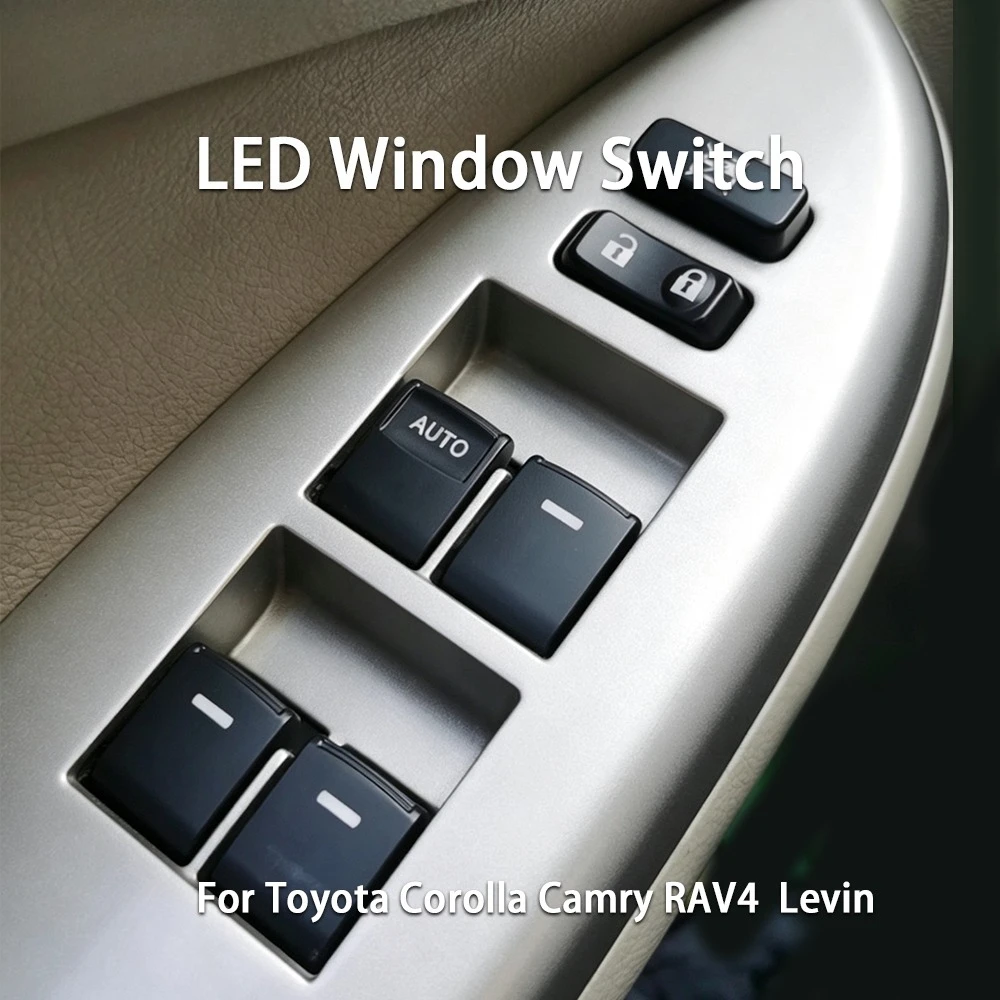 White LED Glass Lifter Closer Button AUTO Intelligent Power Window Switch For Toyota Levin 2019 Camry Tundra RAV4 Accessories