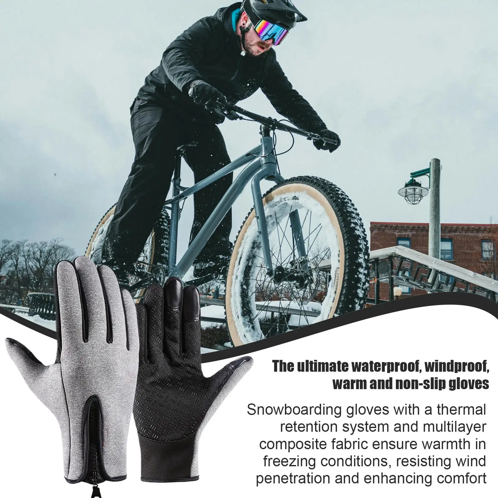 

Winter Gloves Thermal Touchscreen Mittens Windproof Sports Mittens For Winter Ski Snowboarding Fishing Workout Gym Running