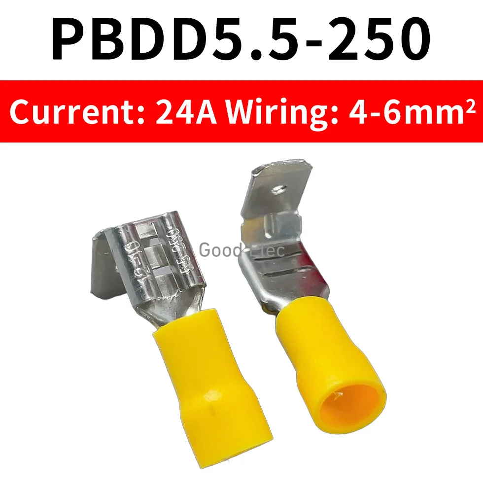 PBDD1.25/2/5.5-250 6.3 Reverse Back Insert Spring Connector Ear Pre Insulated End Shoulder Back Insert Spring