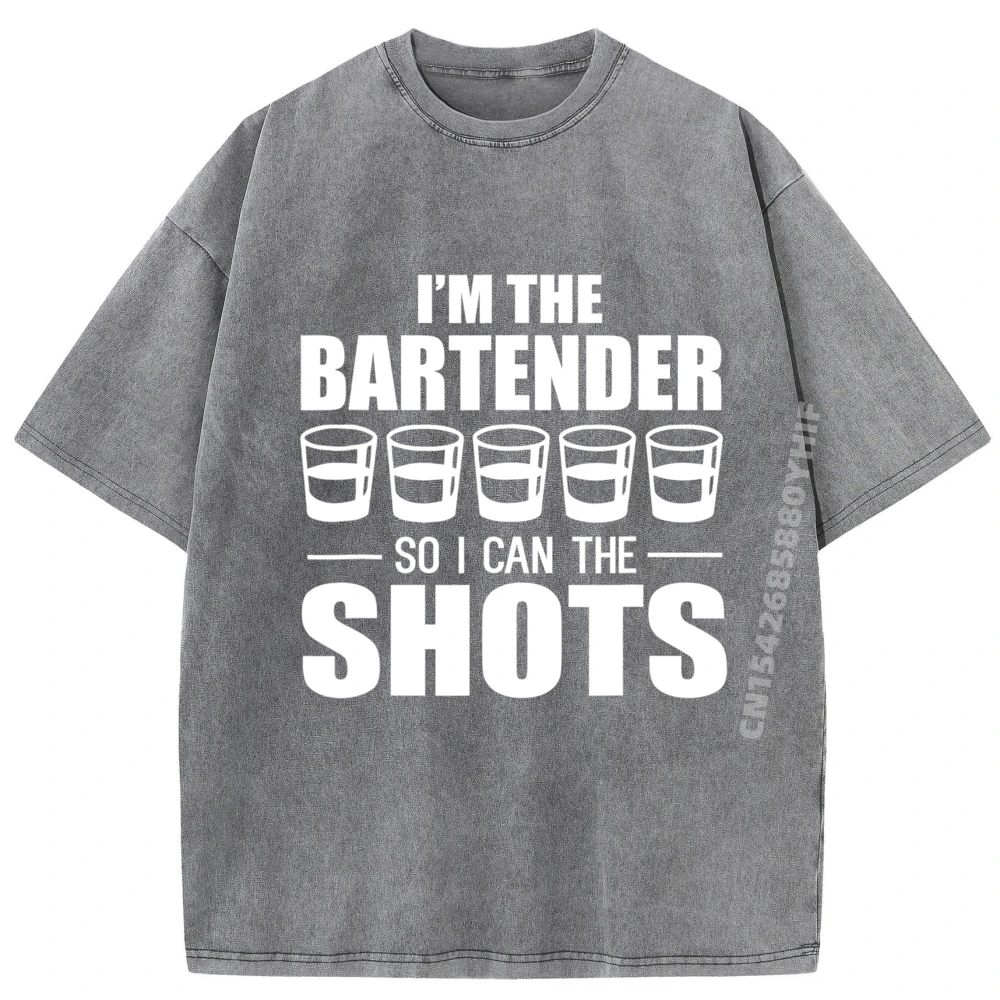 تي شيرت I M The So I Call The Shots Bartenders جرافيك تي شيرت رجالي قطني مريح مغسول قميص رجالي مطبوع إبداعي #4