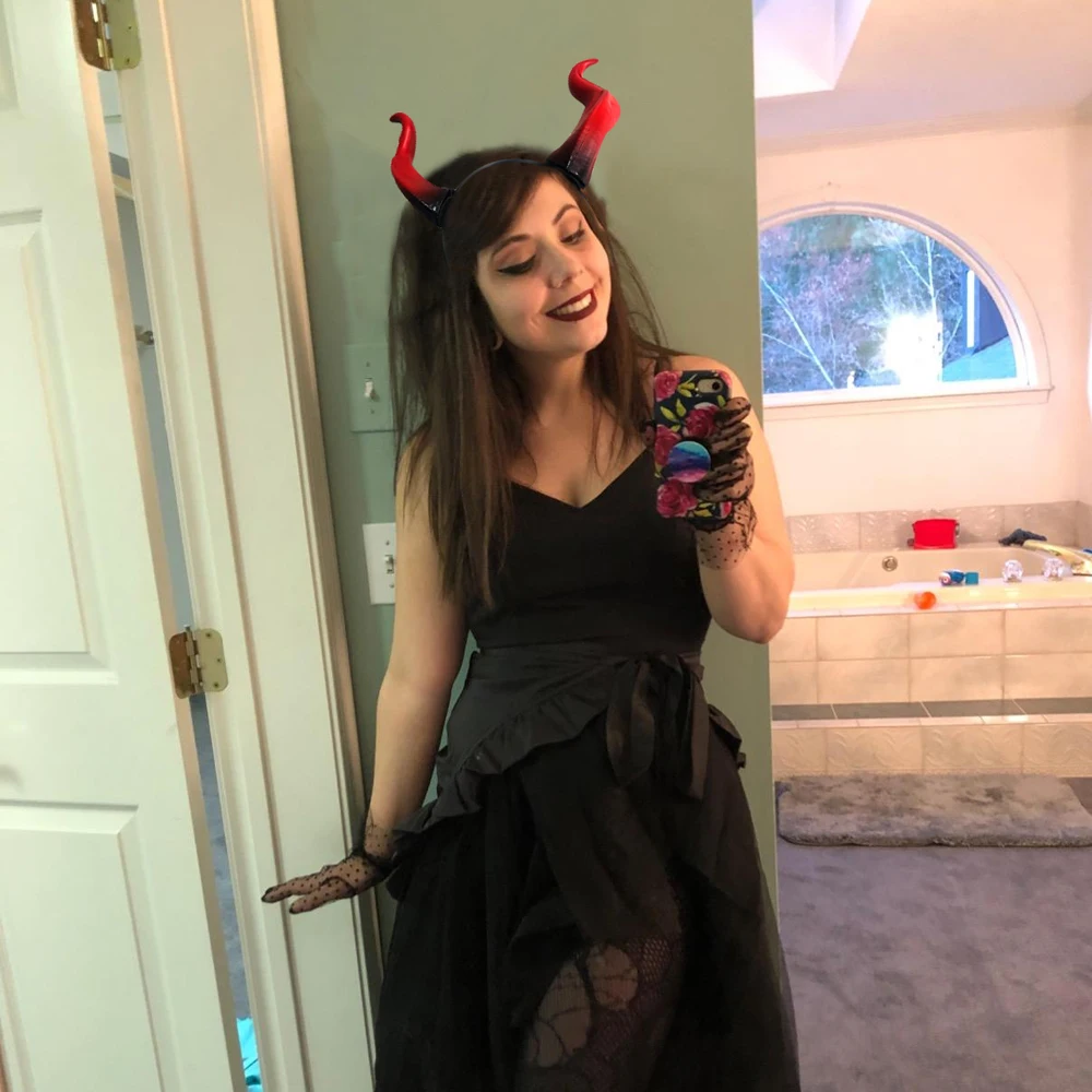 붉은 악마 경적 헤드 피스 코스프레 블랙 퀸 걸스 고딕 동물 모자를 쓰고 있죠 할로윈 카니발 파티 Purim 의상 소품 선물