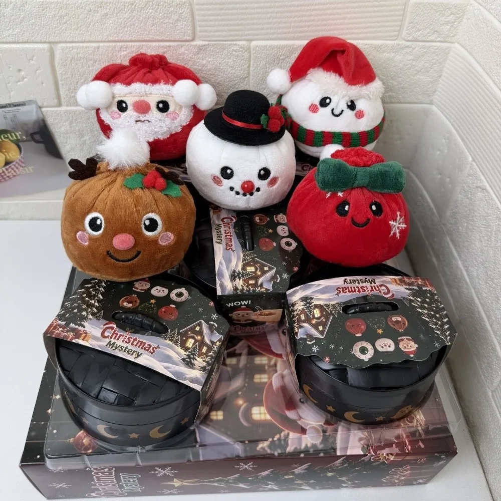 New Christmas Dumpling Squeeze Toys Santa Claus Elk Doll Sensory Toy with Tray Snowman Pinching Stress Relief