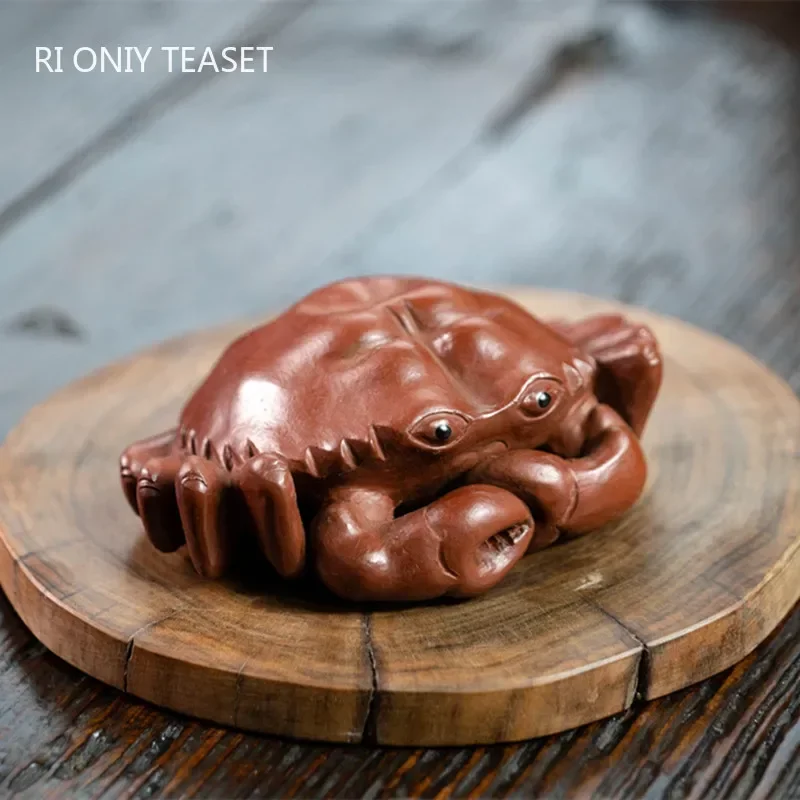 

Creativity Handmade Sculpture Crab Ornaments Tea Figurine Crafts Chinese Yixing Purple Clay Tea Pet Lucky Tea Set Decoration