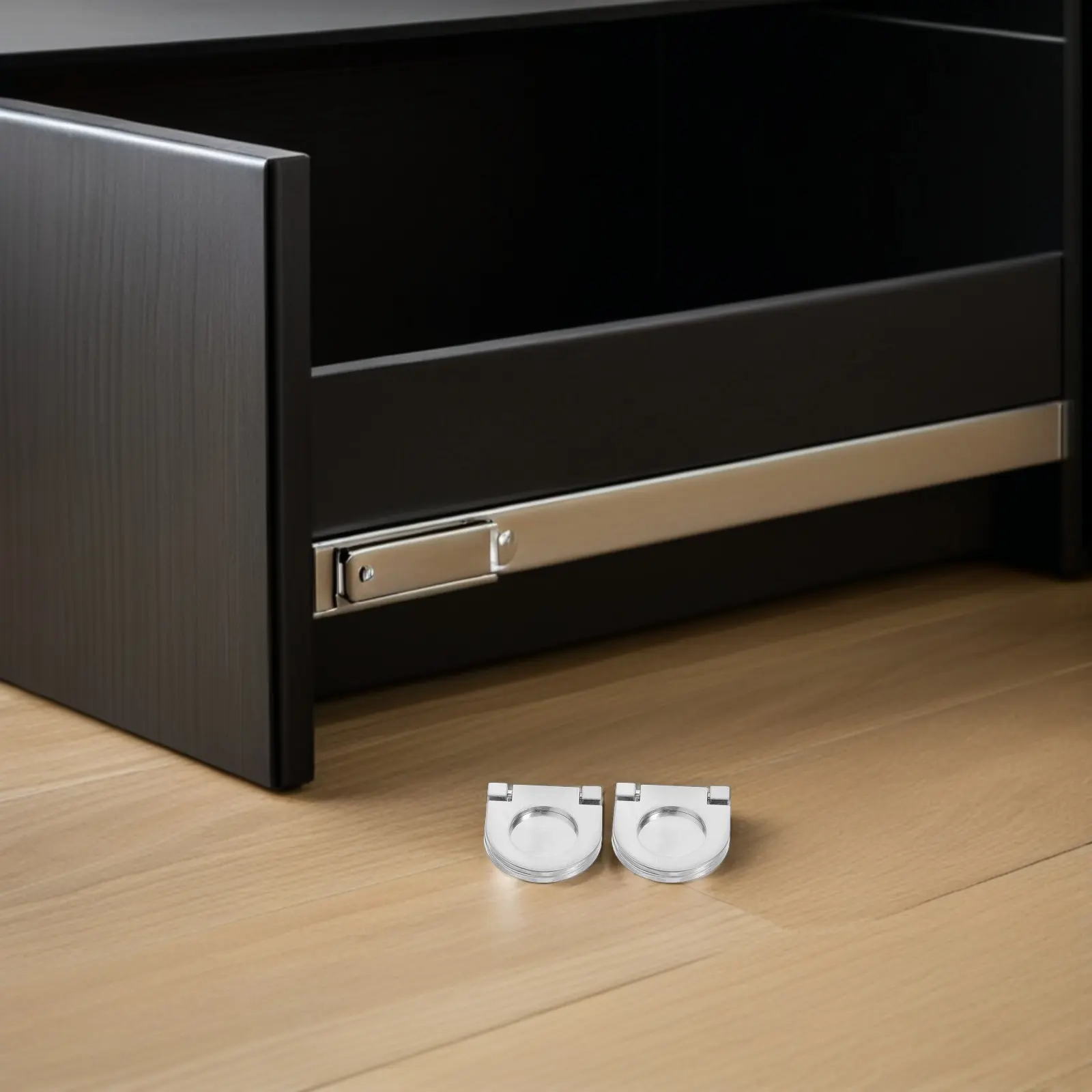 2Pcs Hidden Cabinet Handles Recessed Kitchen Drawer Pulls Space Saving Quiet Operation Zinc Alloy Invisible Flush Mount Door