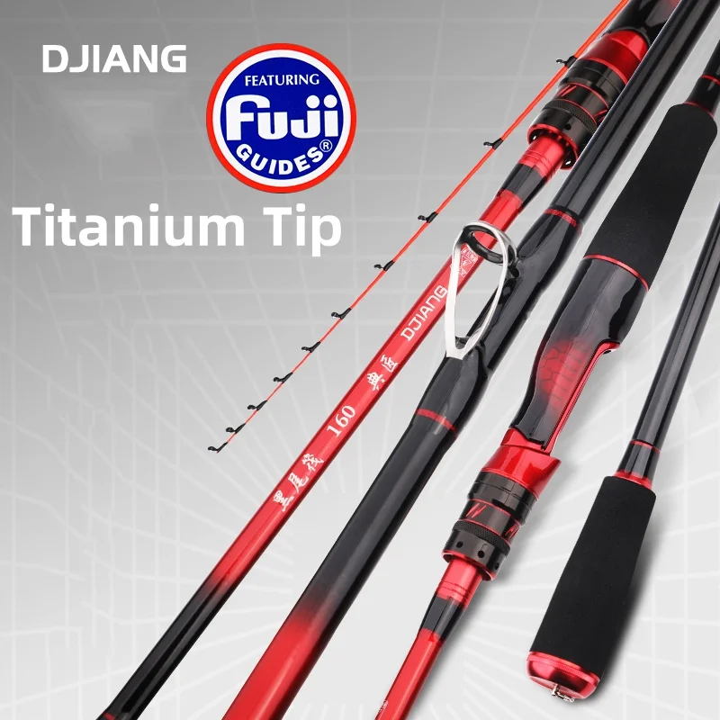 DJIANG-Raft Fishing Rod, Titanium Tip, Cuttlefish, octopus, Spinning Rod, 2 Section, Offshore, Squid, Boat, Webfooted Rod