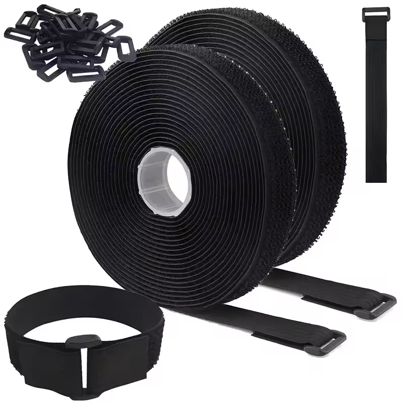 2M Adjustable Cable Straps with Buckles Nylon Hook and Loop Fastening Cable Tape Free Cut Length Reusable Fastener Cable Ties