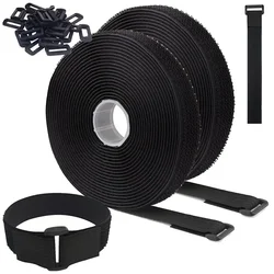 2M Adjustable Cable Straps with Buckles Nylon Hook and Loop Fastening Cable Tape Free Cut Length Reusable Fastener Cable Ties