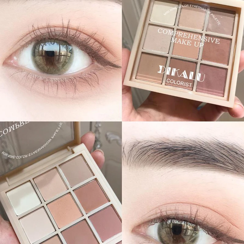 Paleta de sombras DIKALU com 9 cores, várias tonalidades, sombras de longa duração e hidratantes para mulheres, kit de maquiagem