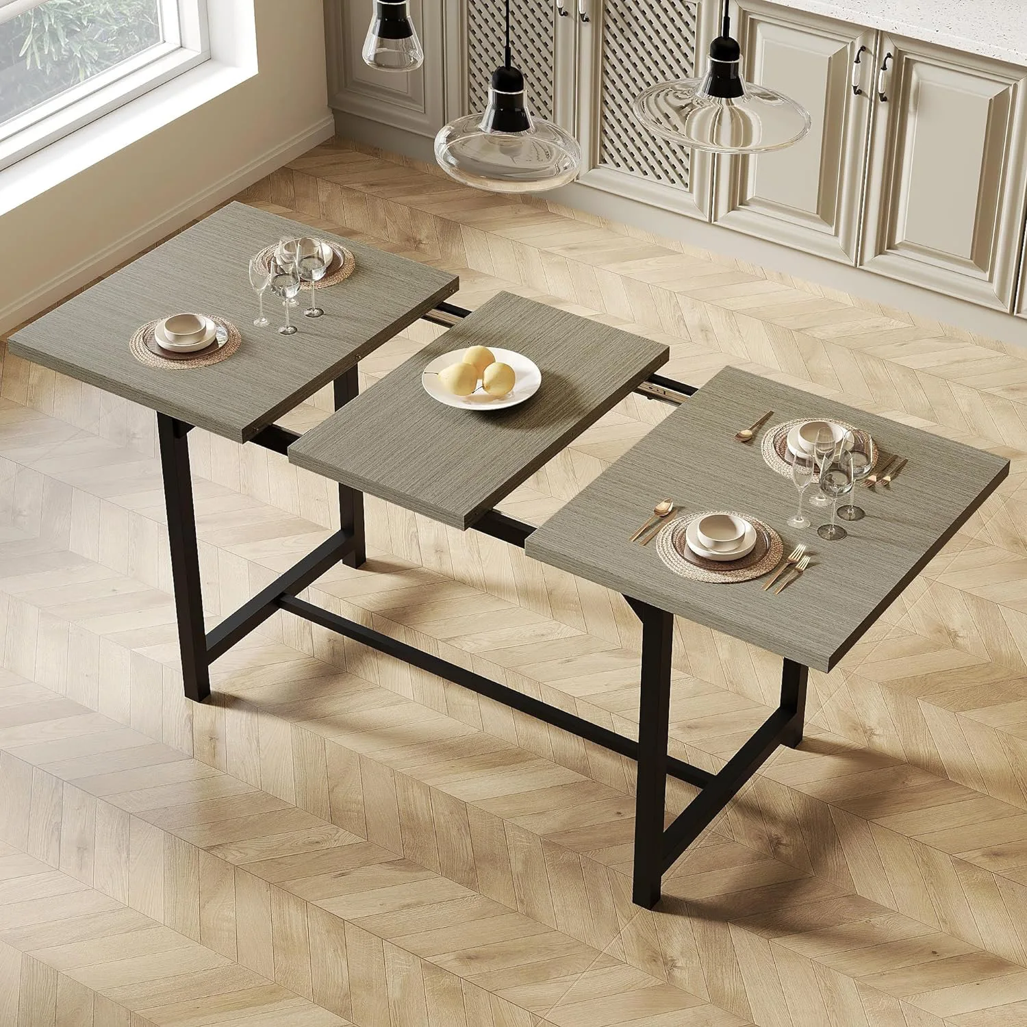 

Cross-border kitchen restaurant wooden table simple Nordic dining table rectangular wooden board dining table small multi-functi