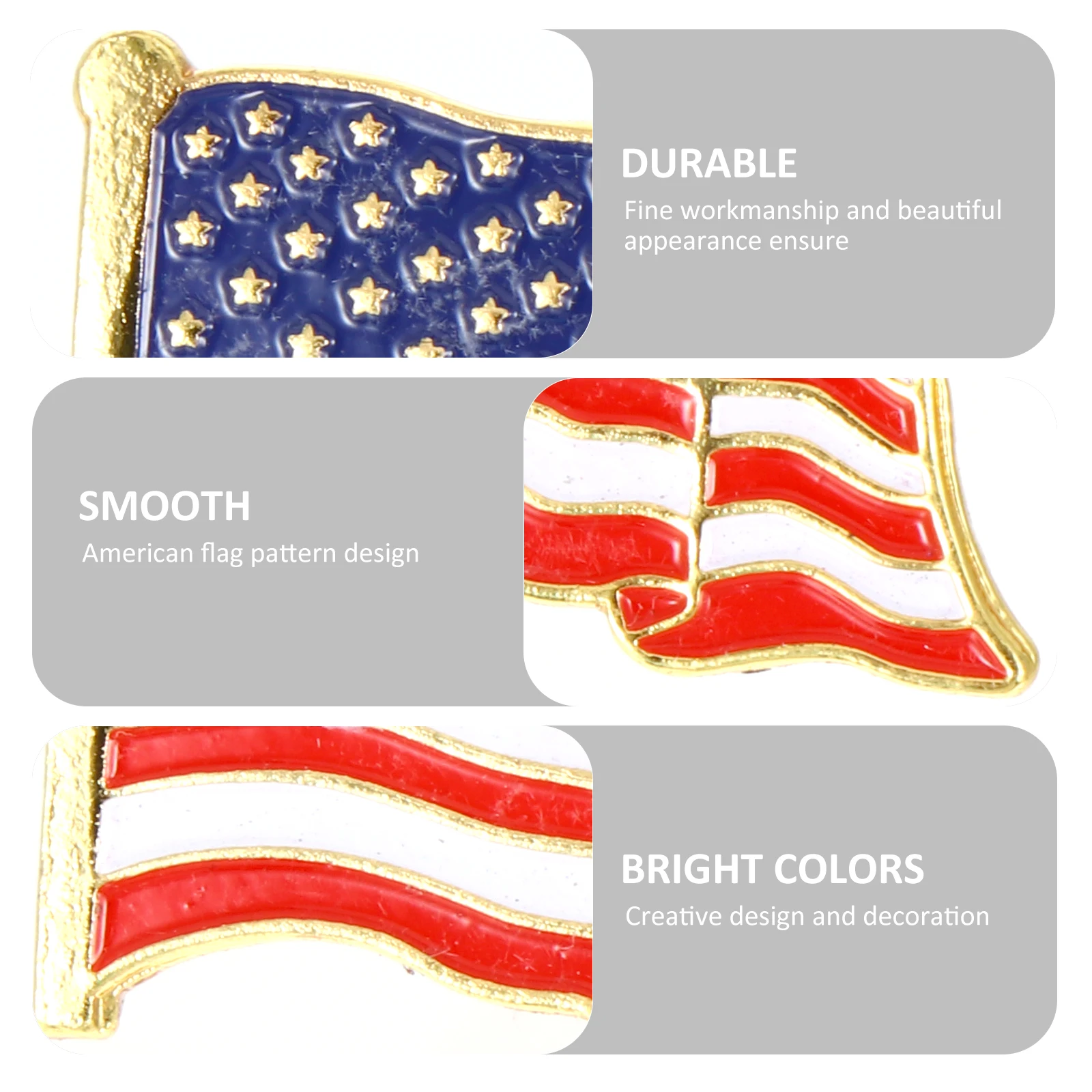

5Pcs American Flag Pattern Brooches Chic Clothes Accessory for Festival Party Birthday Alloy Breastpin Creative Decoration